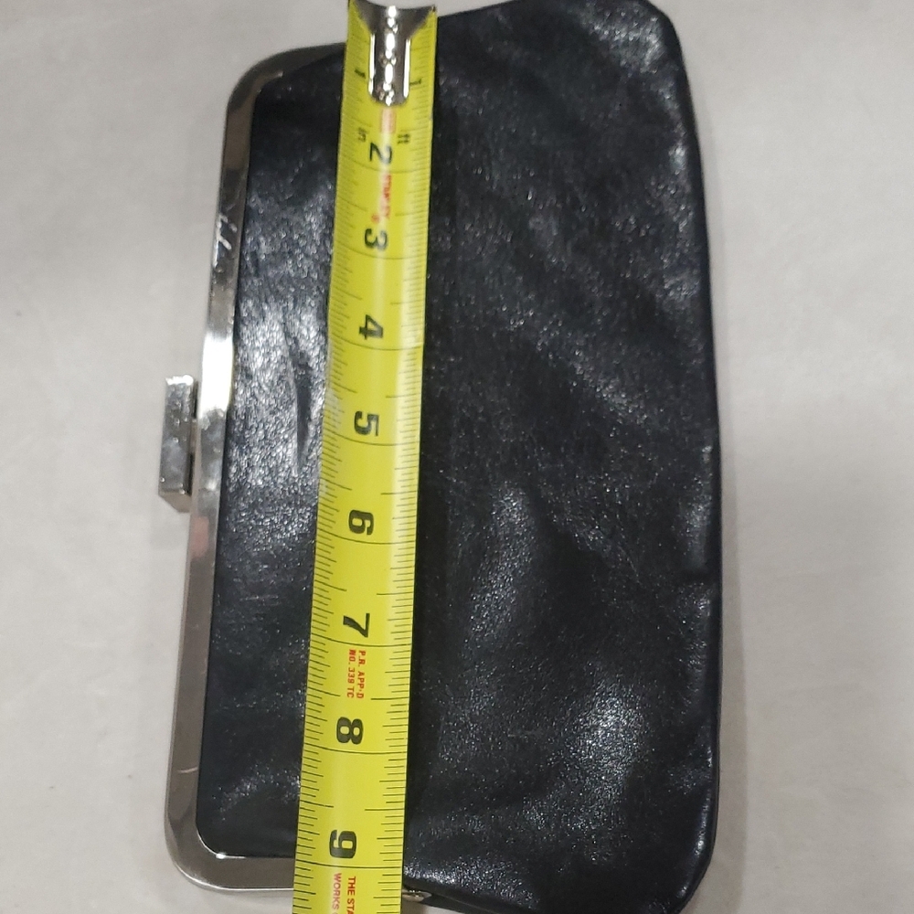 HOBO Black Leather Clutch with Silver Frame - Picture 2 of 8